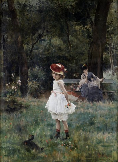 La bambina con le anatre da Alfred Emile Stevens